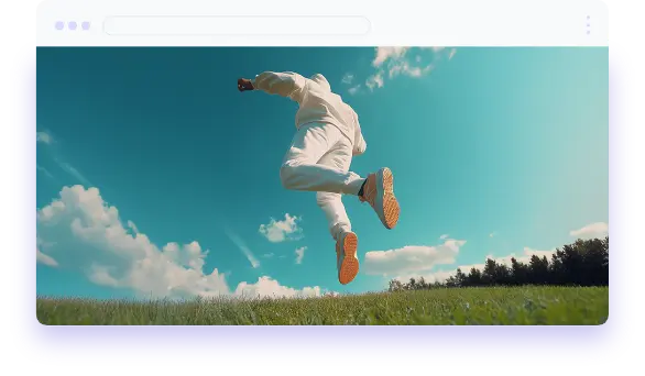 Computer monitor with man jumping